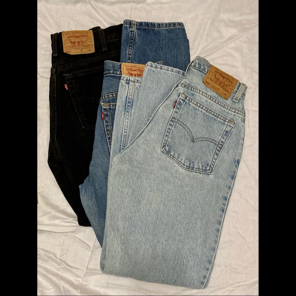 3 pair Levi’s 550 Jeans Size 8 M  Color: Light Wash Dark Wash Black